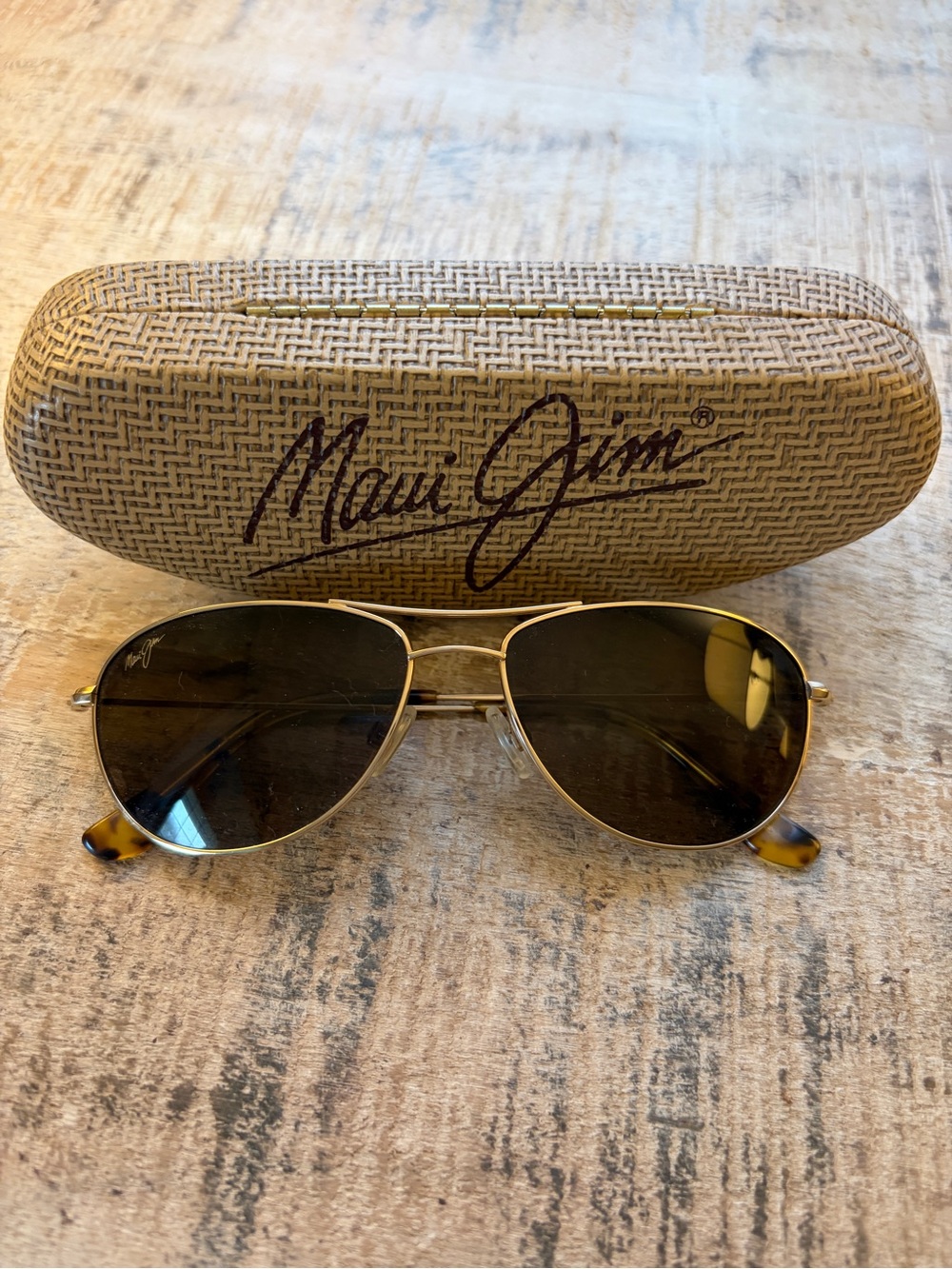 Maui Jim Baby Beach Gold Aviator Sunglasses - Brown Lenses